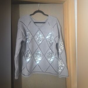 Gray Sweater with Silver Accents